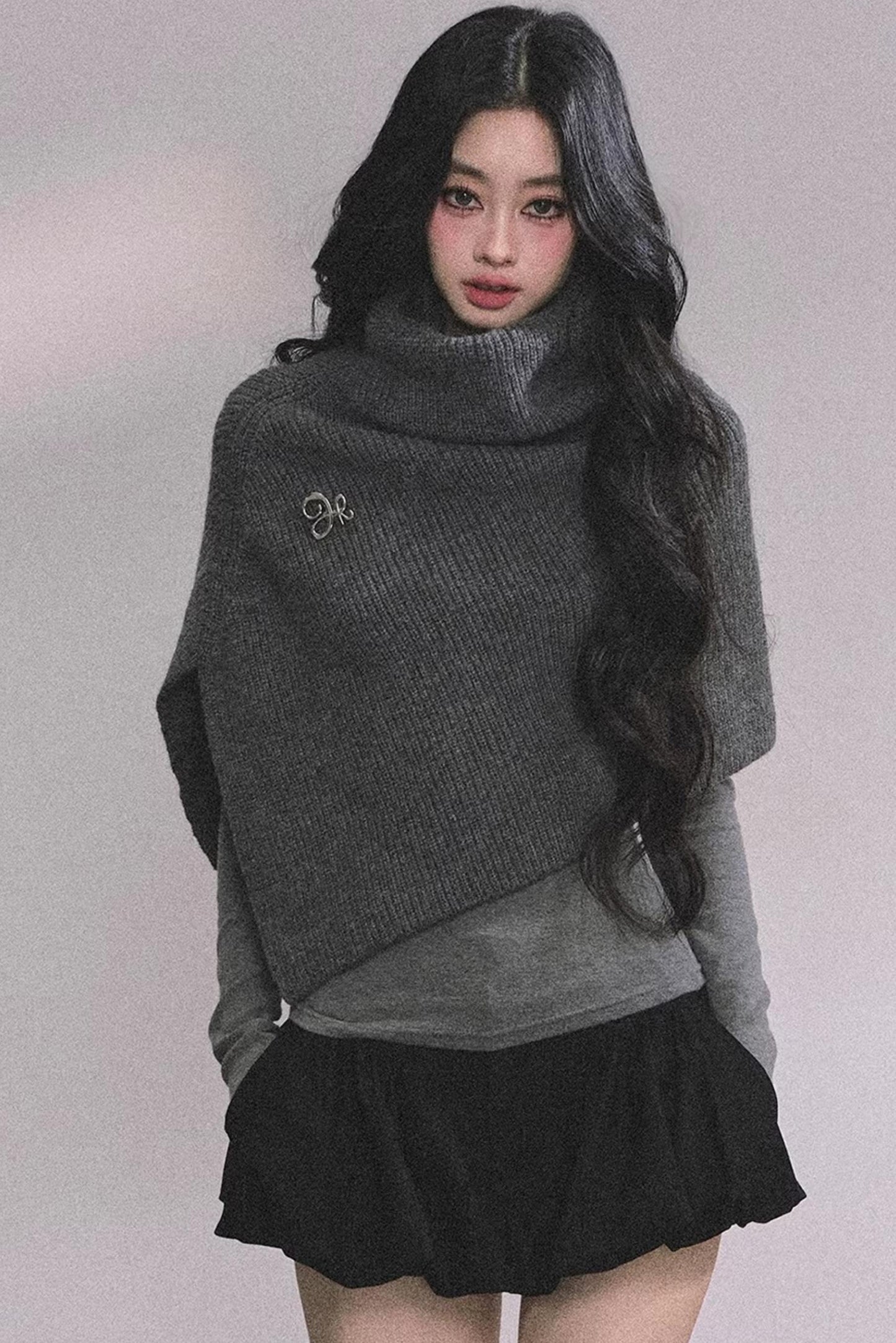 Maple Leaf Knit Sweater Cape Set-Up