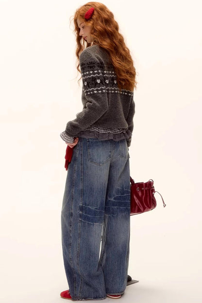 Jacquard Knit Cardigan Set