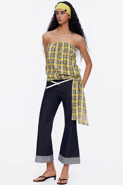 Lightweight Striped Tie-Front Top