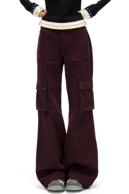 Retro Embroidered Rivet Pants