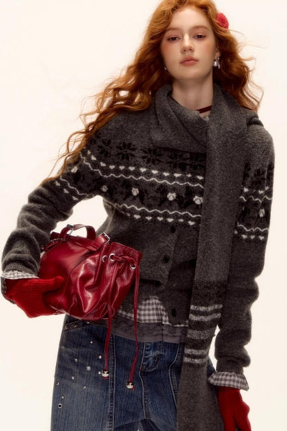 Fair Isle Wool Cardigan Set-Up