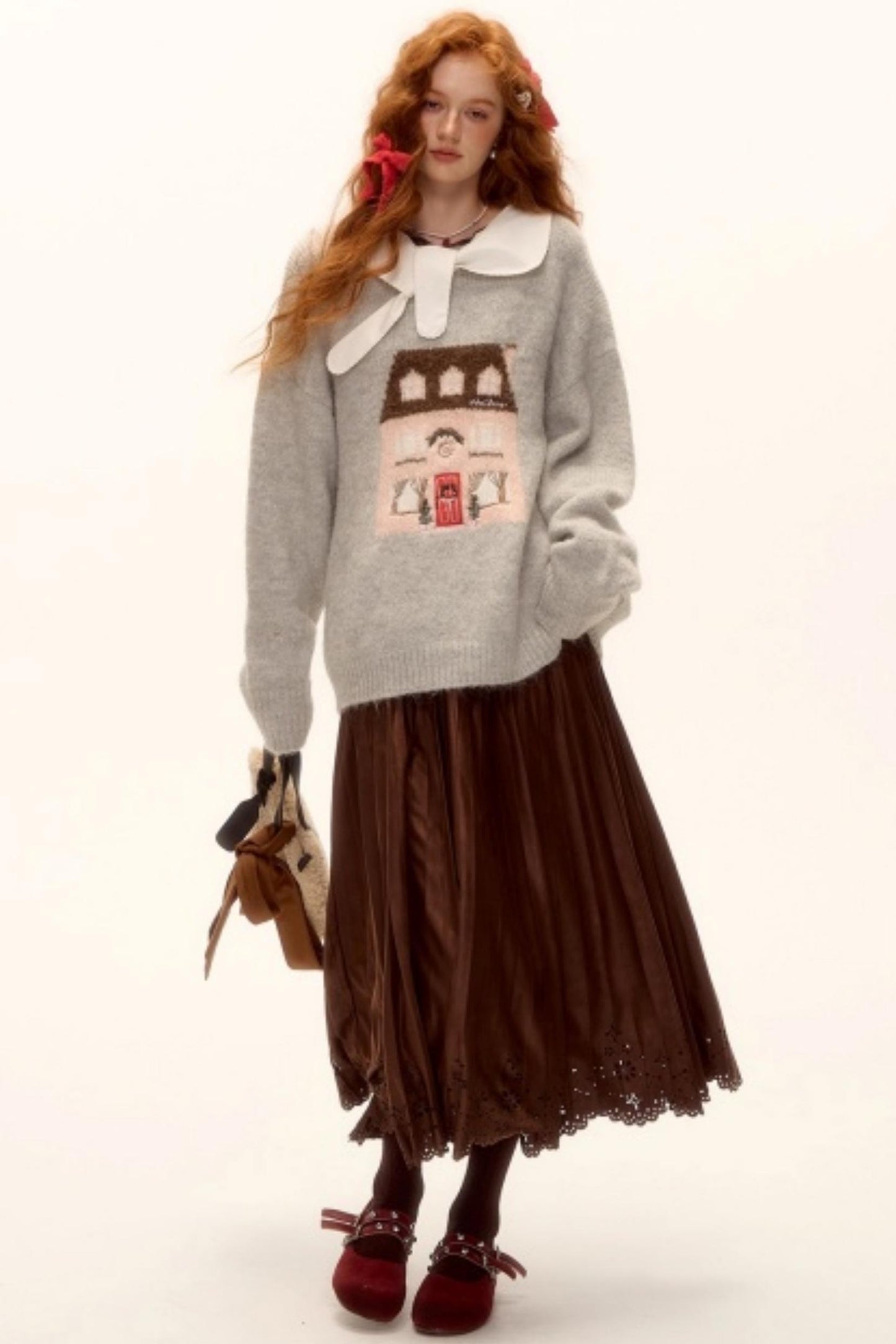 Jacquard Embroidered Wool Sweater