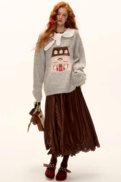 Jacquard Embroidered Wool Sweater