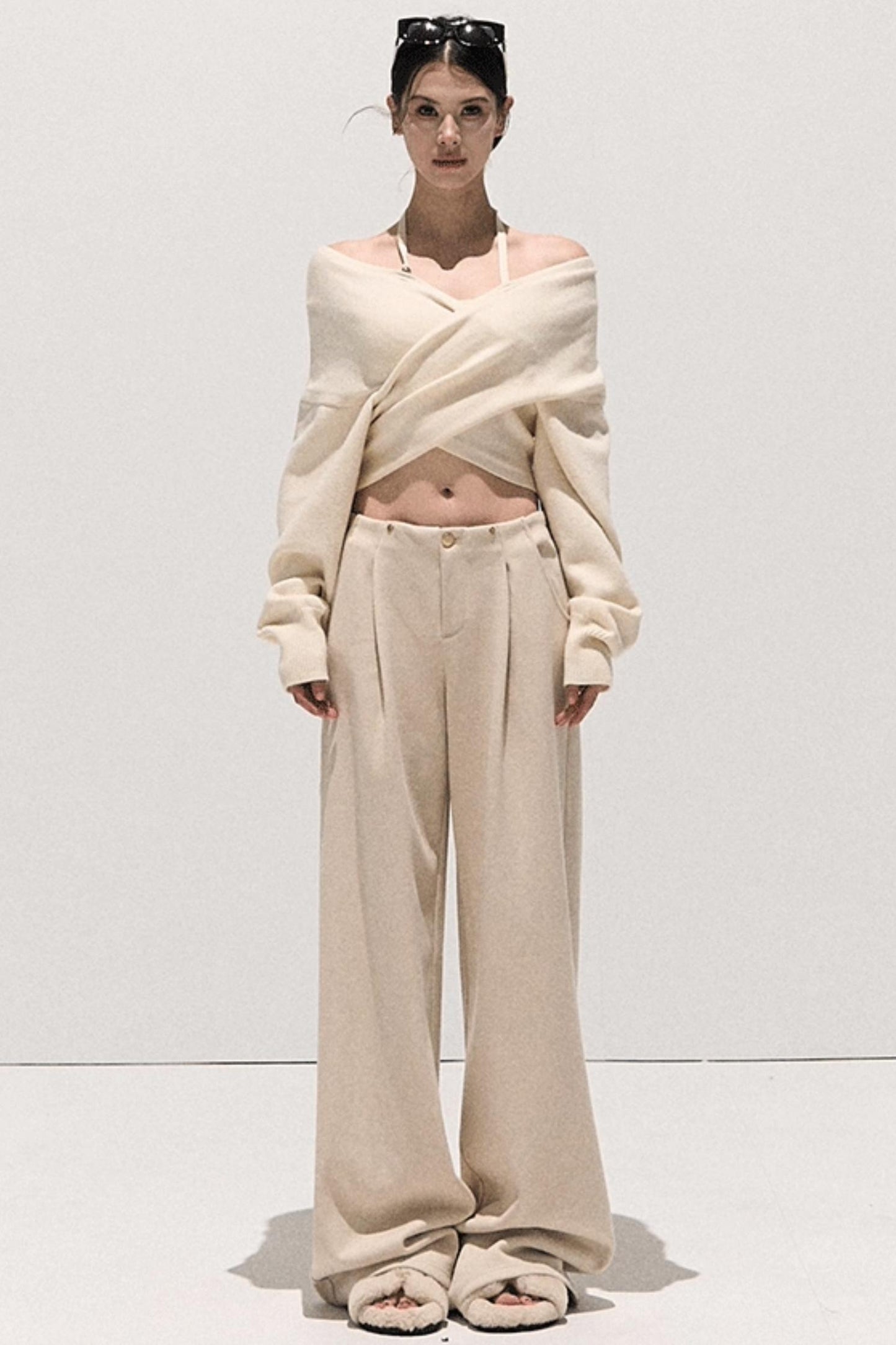 Basic Wool High-Waisted Wide-Leg Trousers