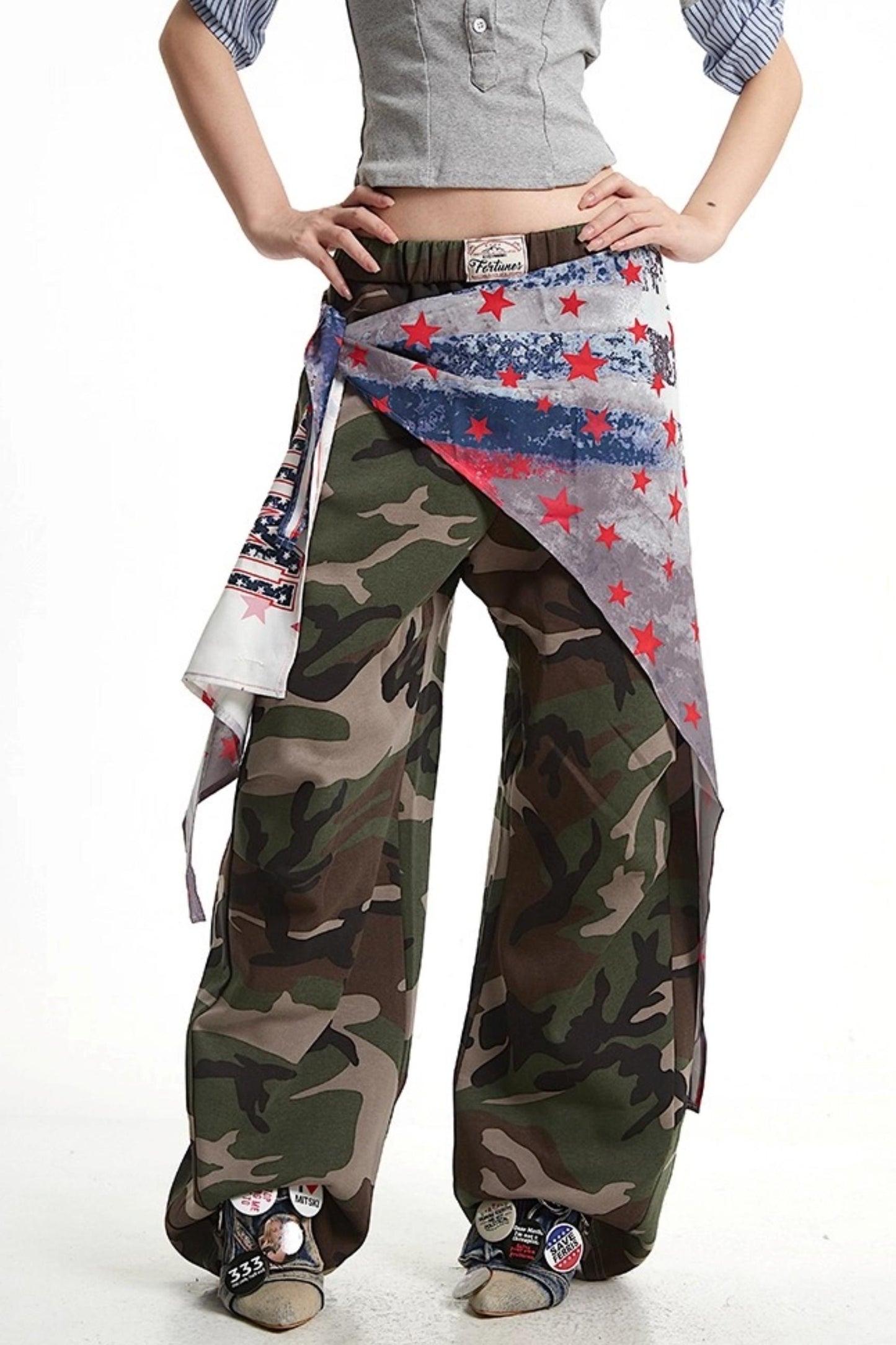 Camouflage Wide-Leg Pants