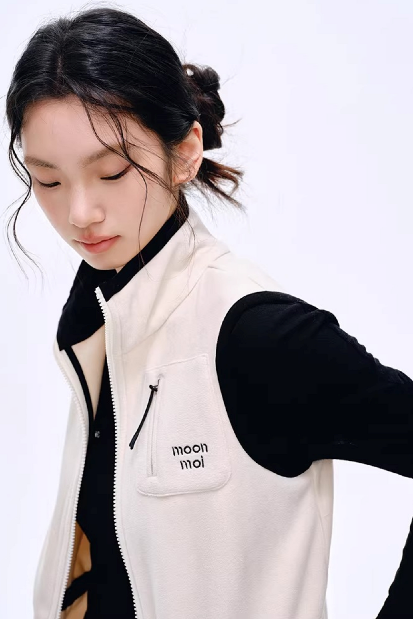 기모 안감 허리 조임 조끼 셋업