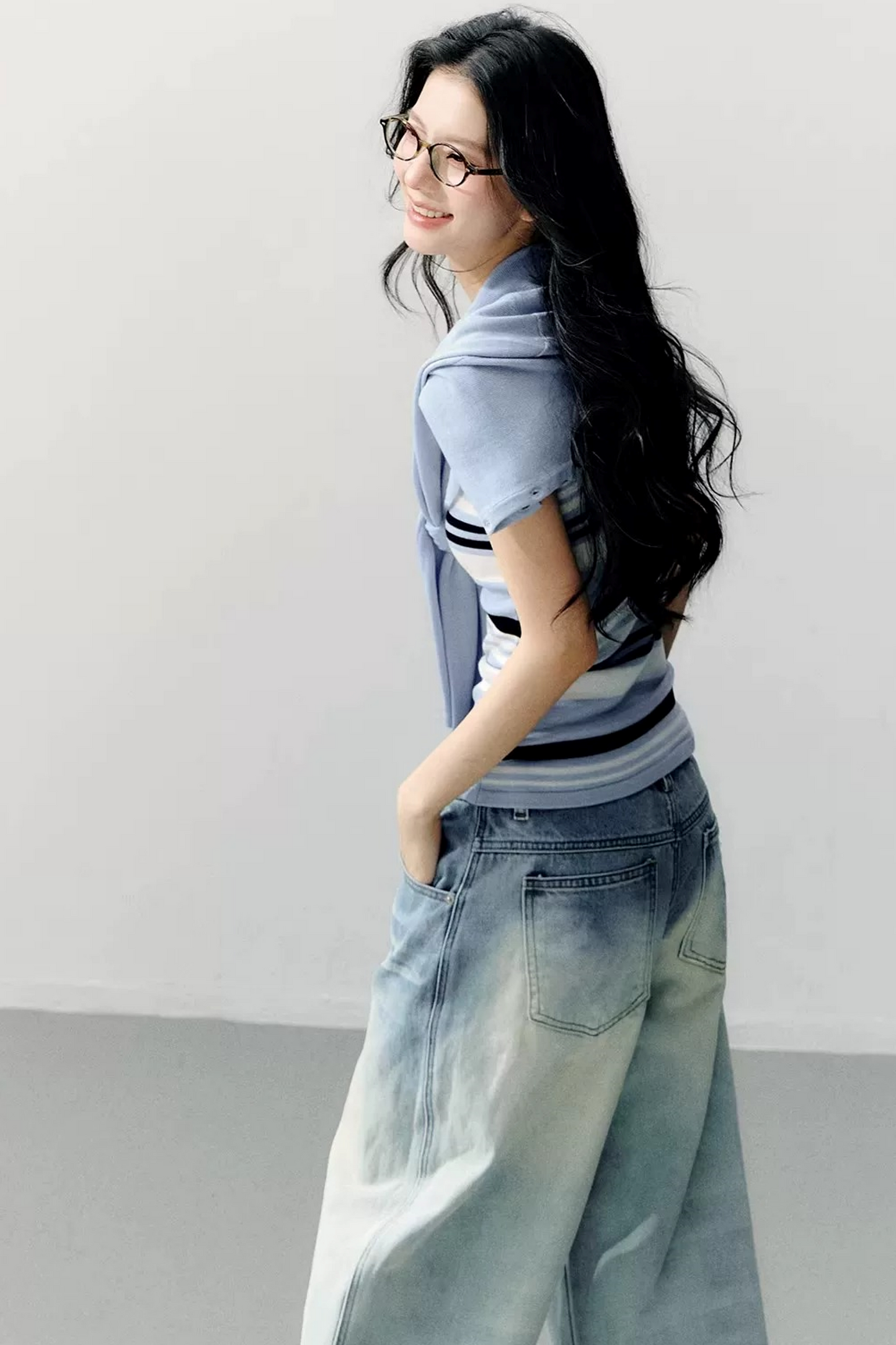 Conjunto de blusa de tirantes a rayas