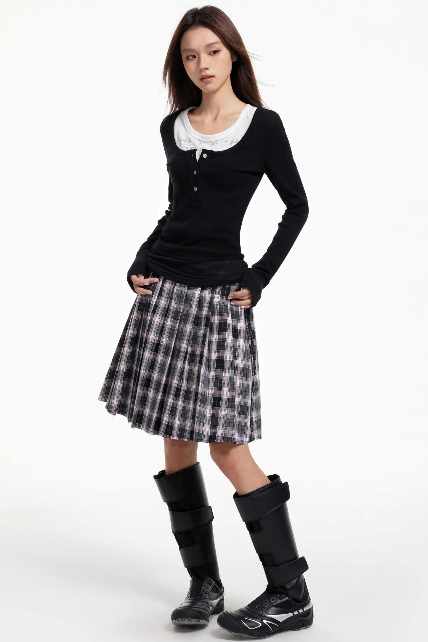 Pleated Mid-Length Skirt