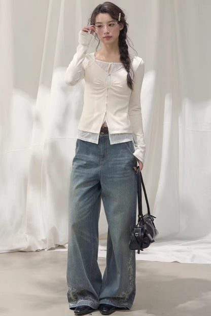 Seashell Lace Layered Top