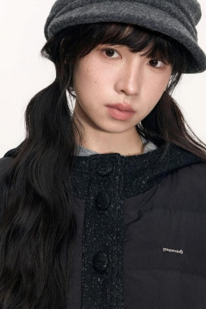 Patchwork Cropped Down Jacket