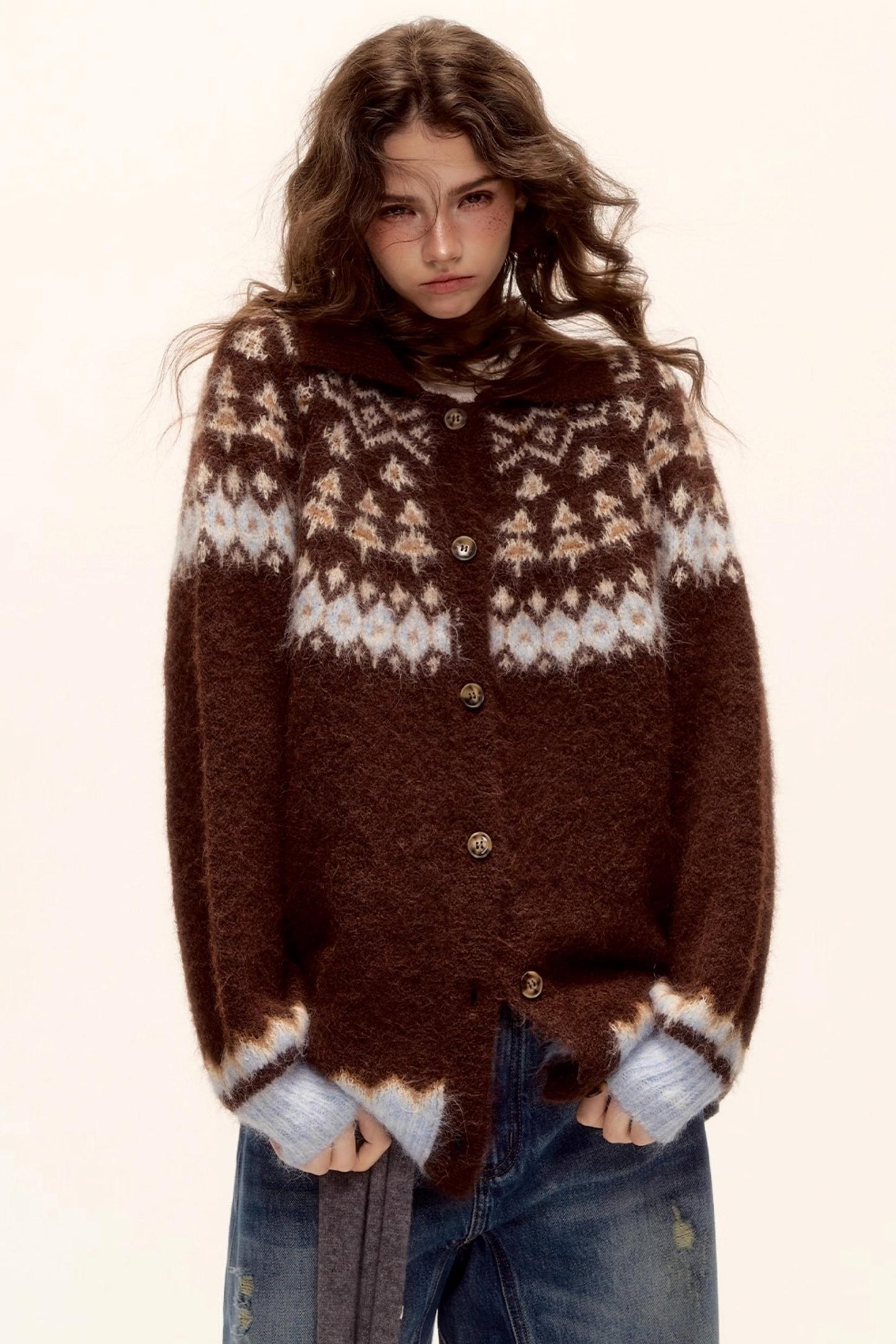 Fair Isle Knit Cardigan Set-Up