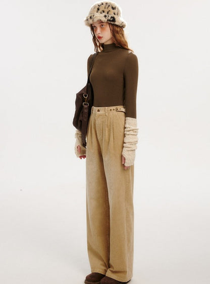 VINTAGE HIGH-WAISTED CASUAL STRAIGHT PANTS