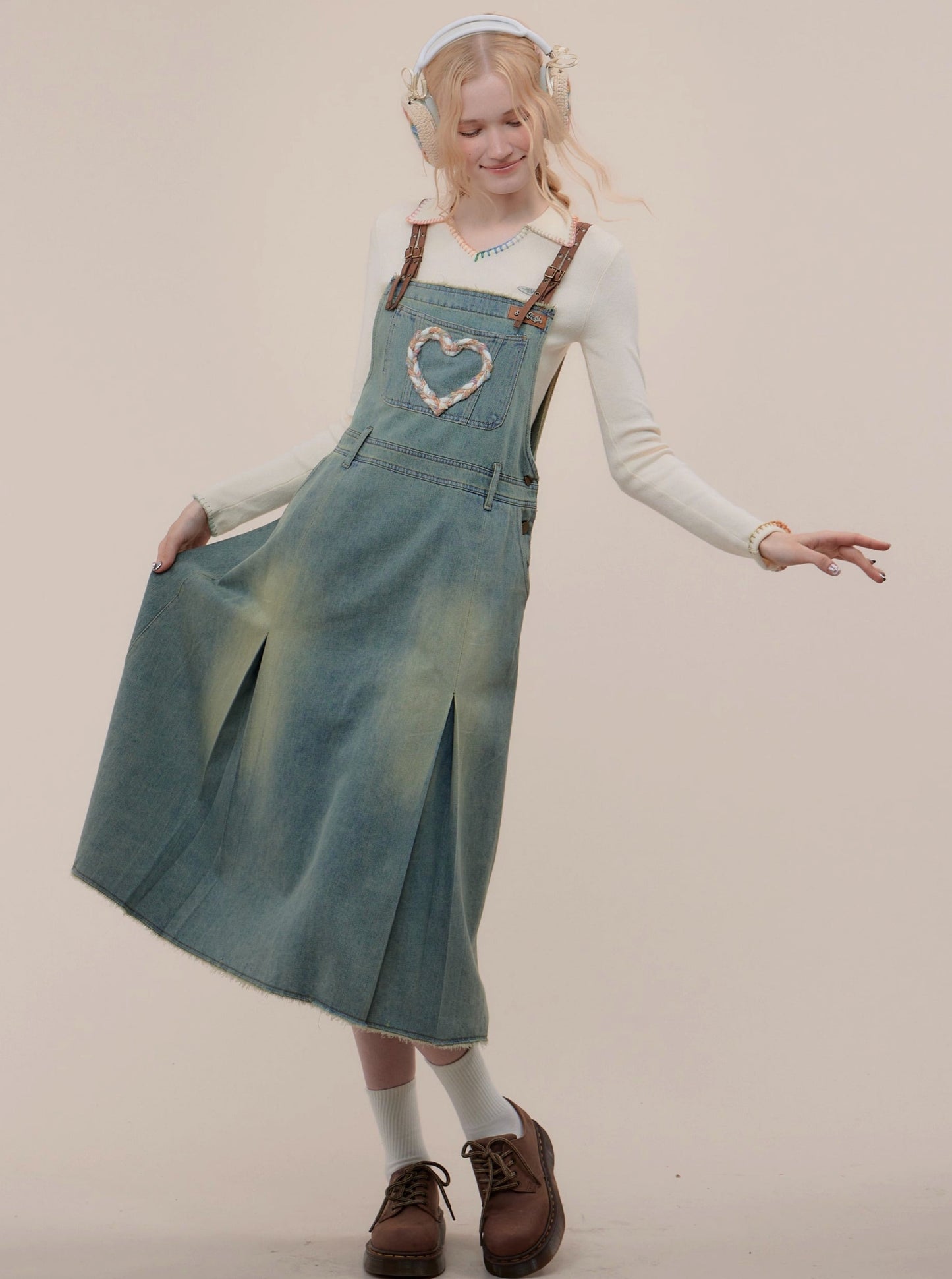 American retro three-dimensional denim dress