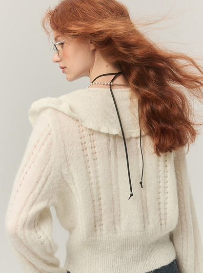 Cropped Mohair Sweater Knitted Tops