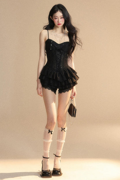 Strap Lace Mini Dress