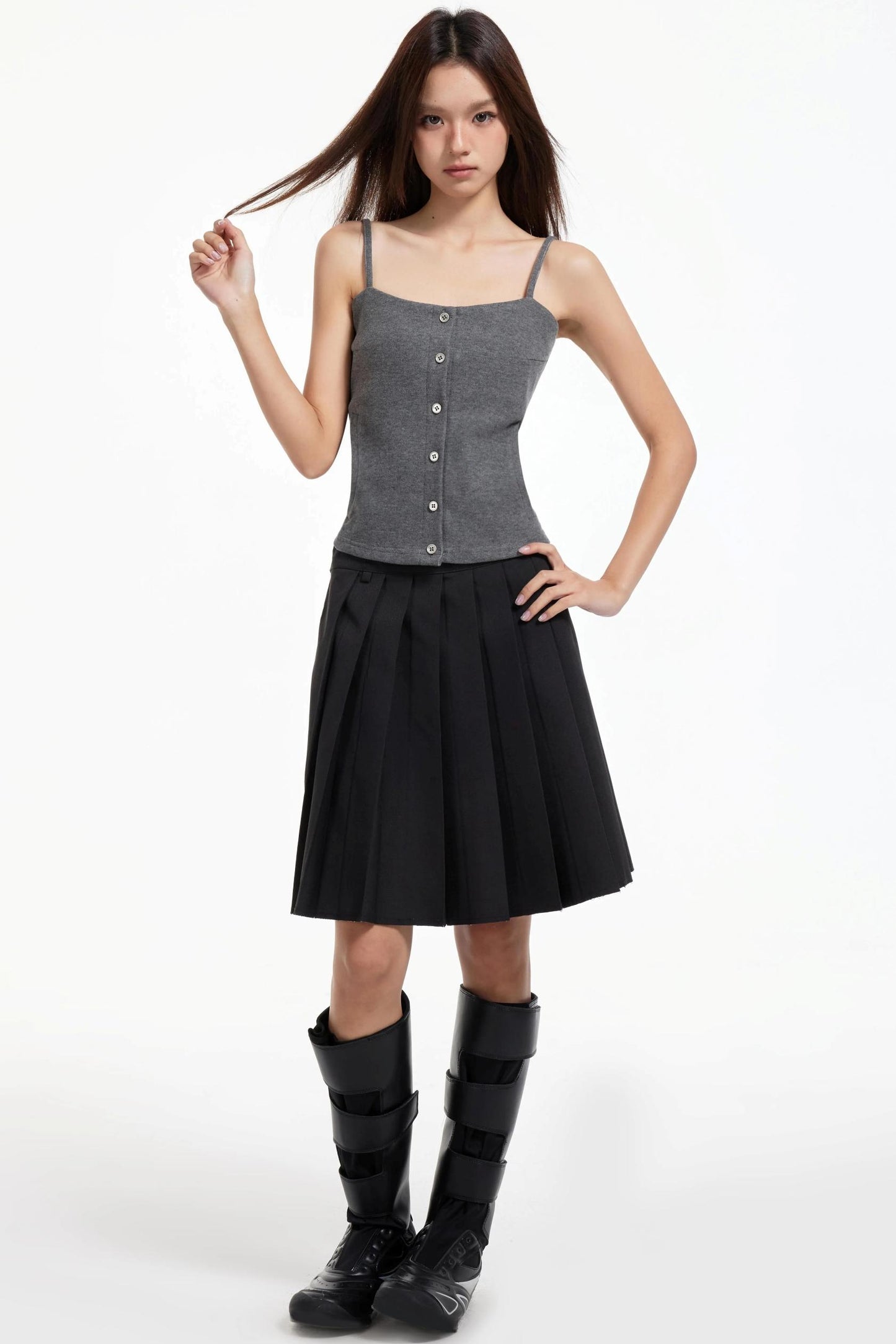 Pleated Mid-Length Skirt