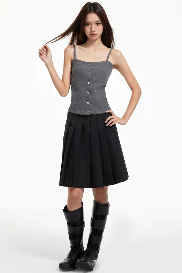 Pleated Mid-Length Skirt