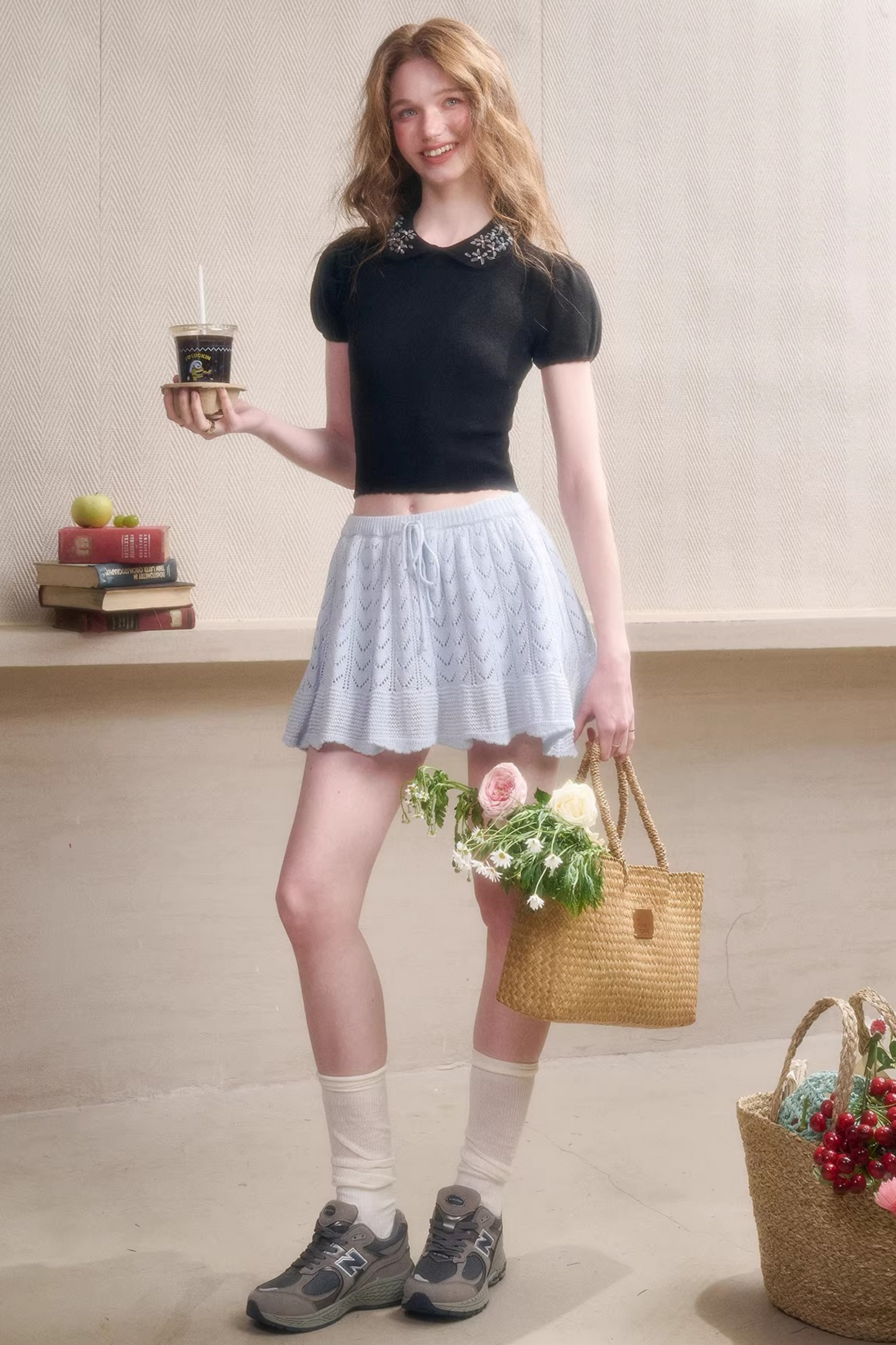 Frozen Flowers Wool Embroidery Top