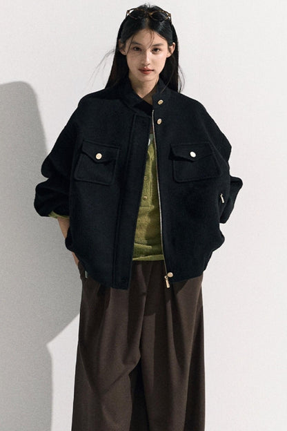 Tencel Wool Pleats Wide-Leg Pants