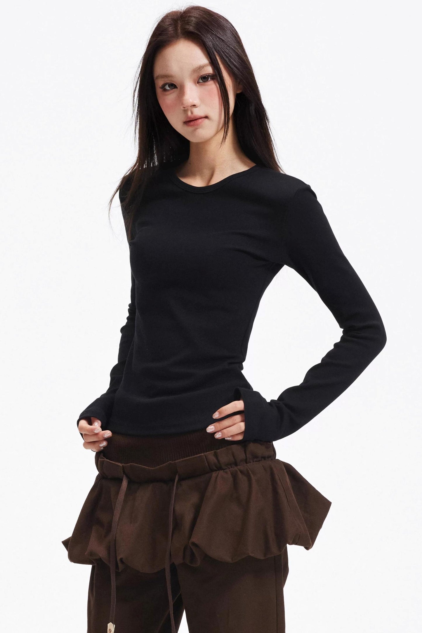 Slim Round Neck Long Sleeve Knitwear