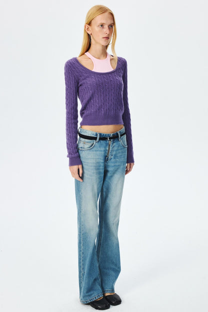 Wool Cropped Slim Fit Top