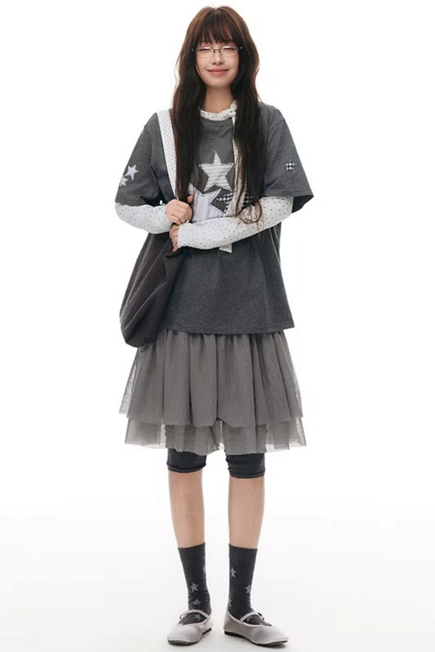 니트 패치워크 베스트 원피스