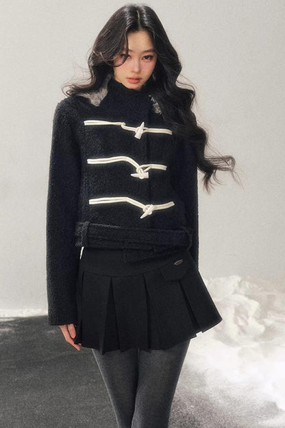 French Woolen Hooded Coat
