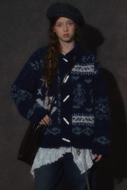 Retro Collegiate Knitted Cardigan