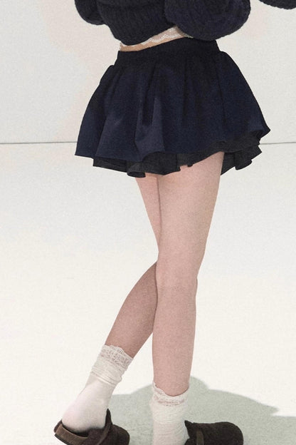 Plaid Color-Blocked A-Line Skirt