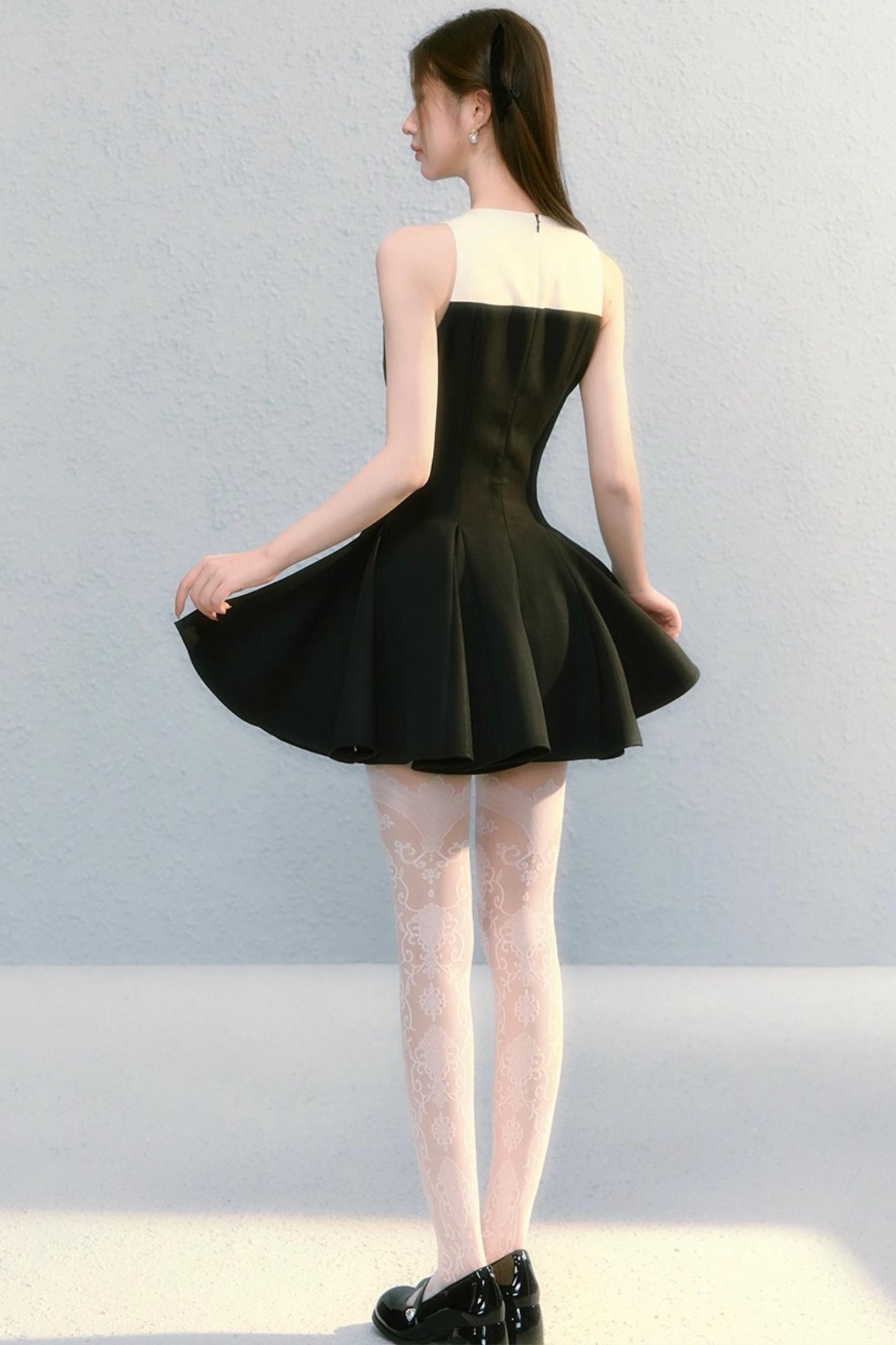 Golden V-Shaped Black Dress