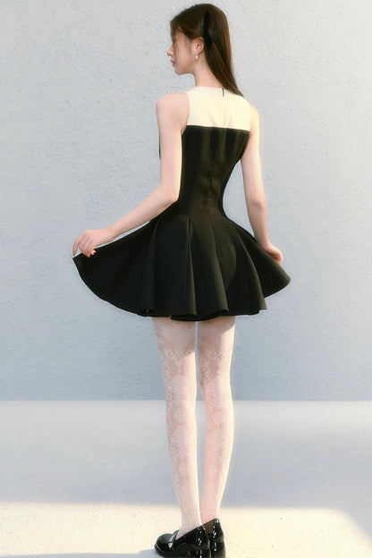 Golden V-Shaped Black Dress