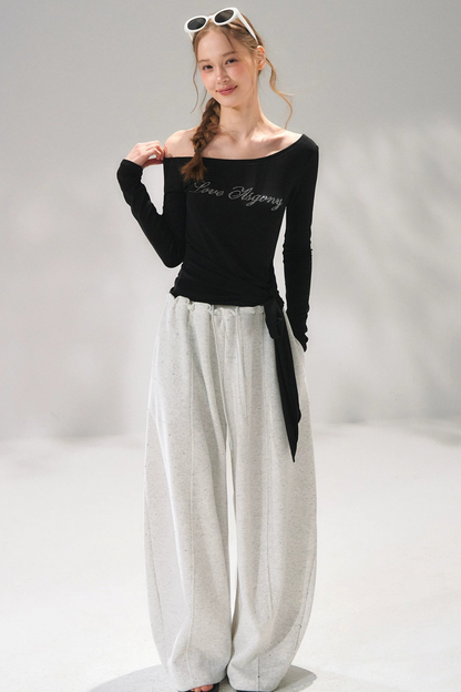 Rhinestone Embellished One-Shoulder Top
