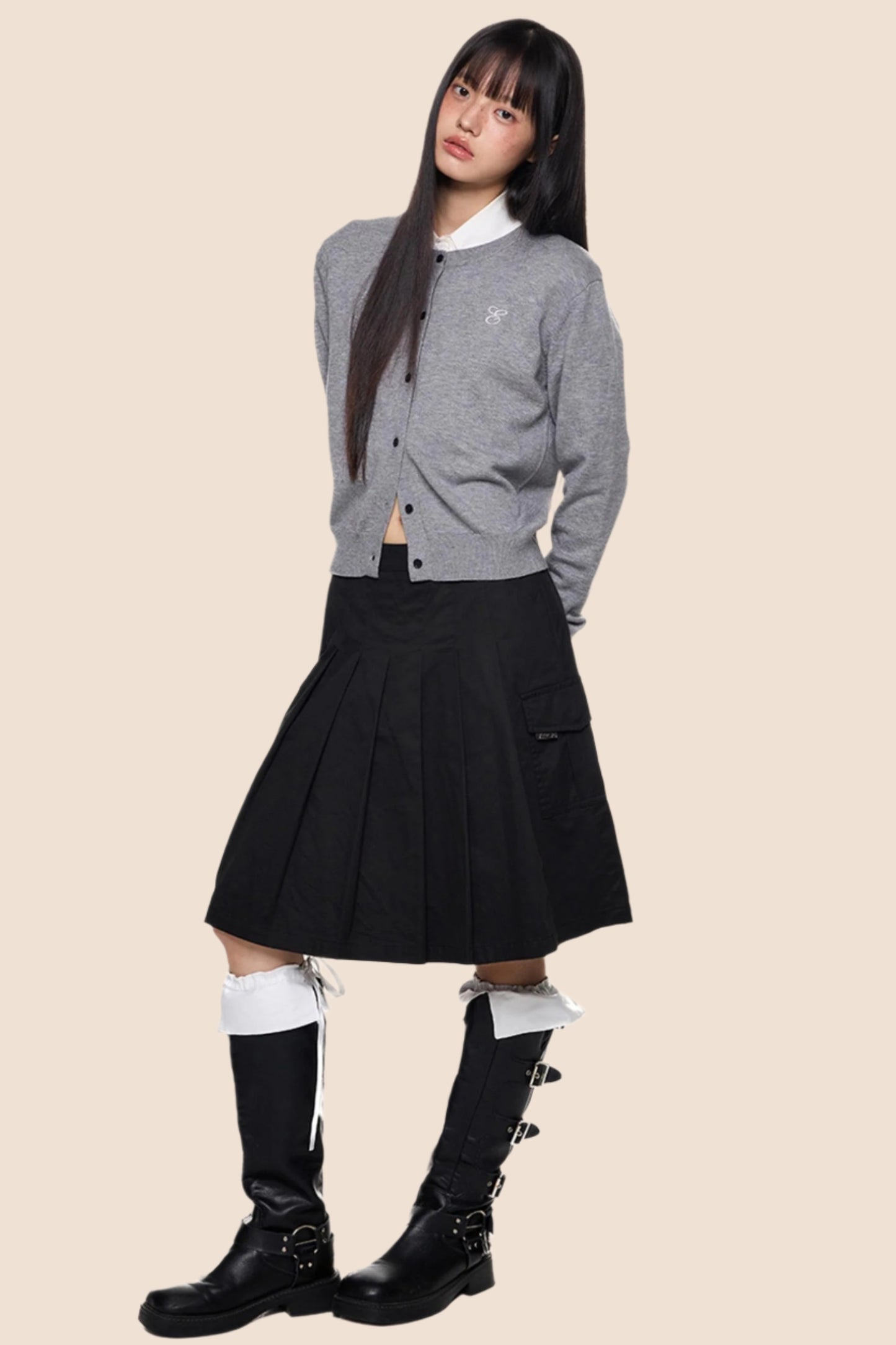 Embroidered Cropped Knit Sweater Cardigan