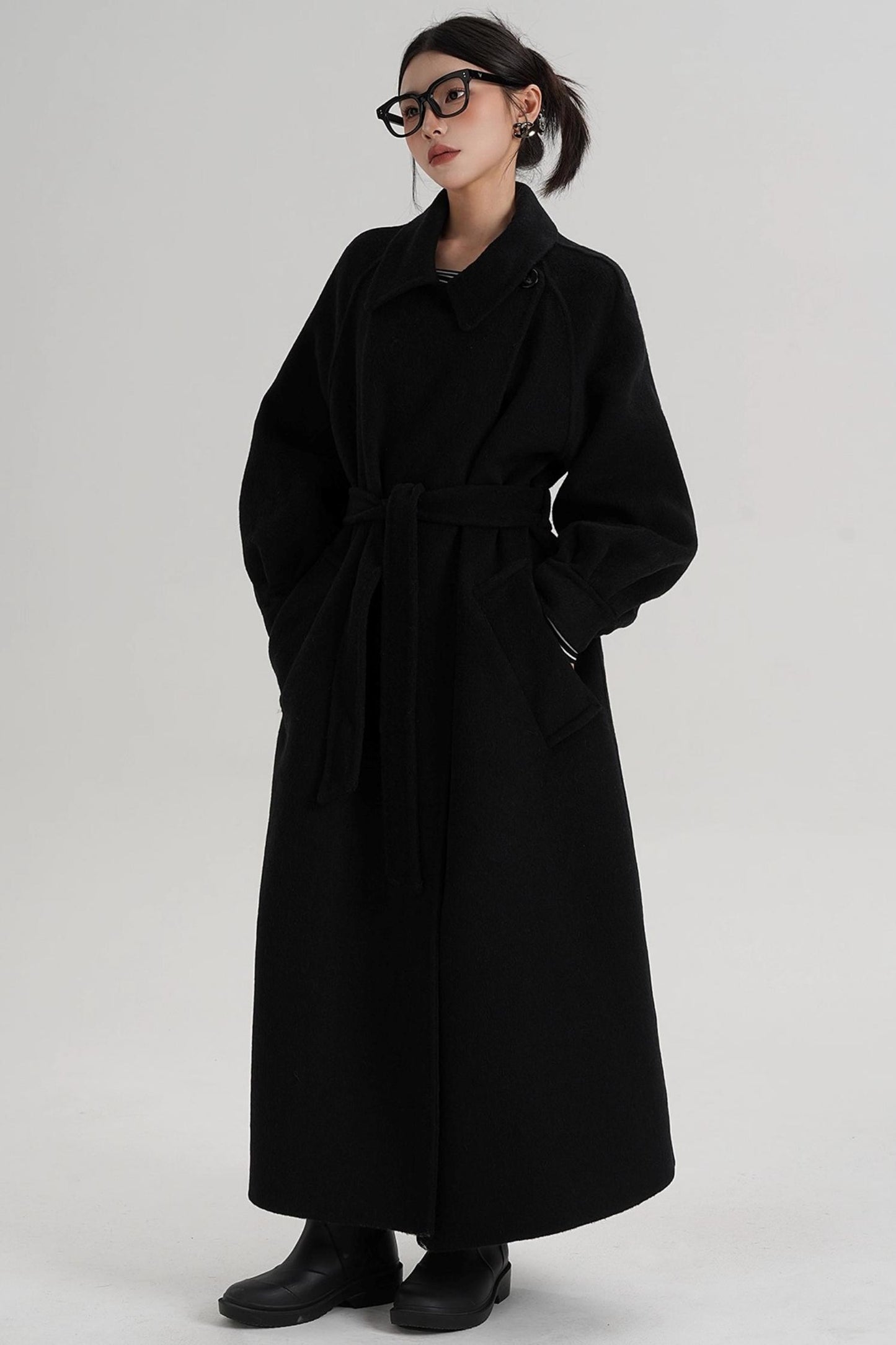 Temperament Back Slit Wool Coat