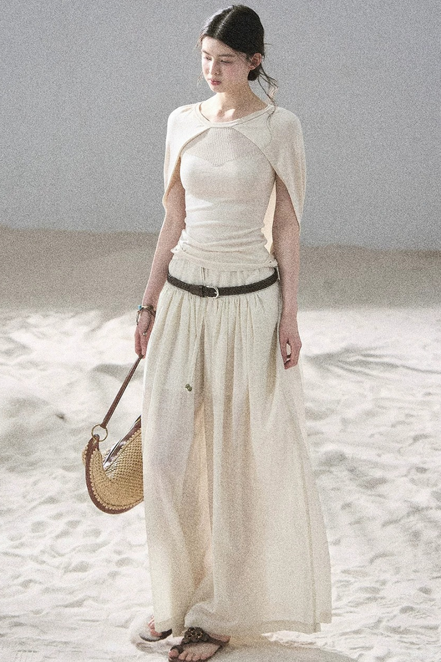 Hollow-Out Shawl Top