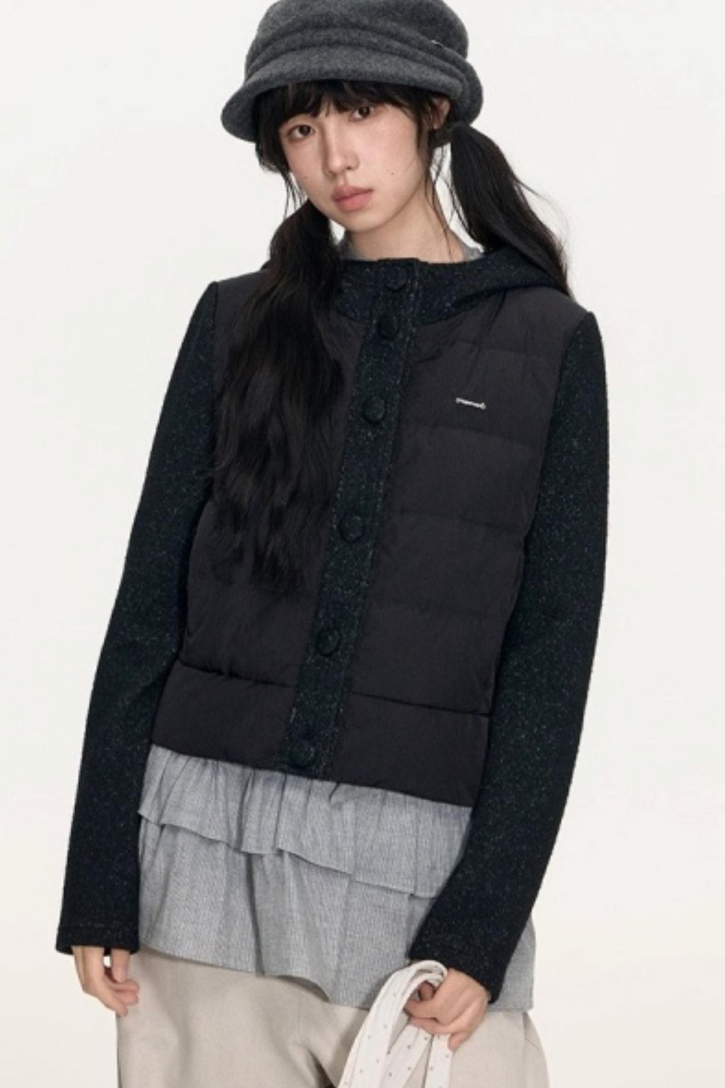 Patchwork Cropped Down Jacket