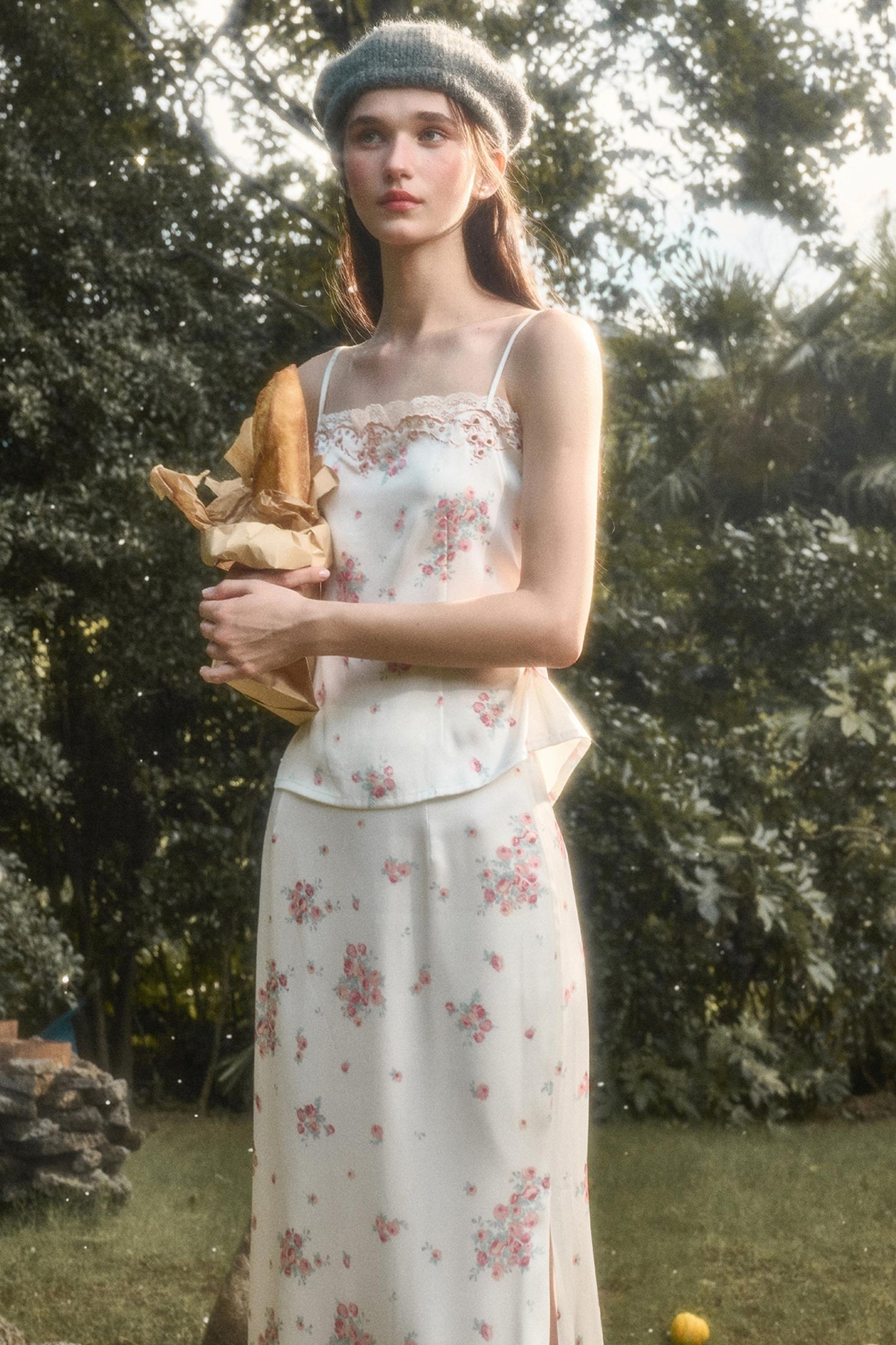 Comfortable Embroidery Top & Skirt Set-Up