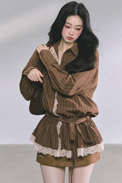French Lace Stripe Shirt Set-Up