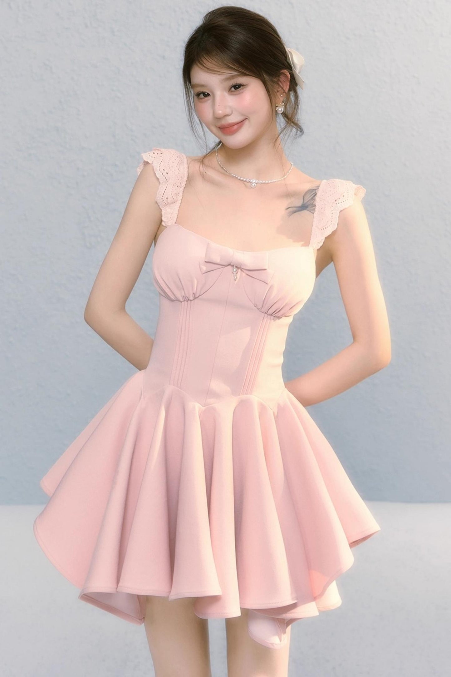 Golden Bow A-Line Dress