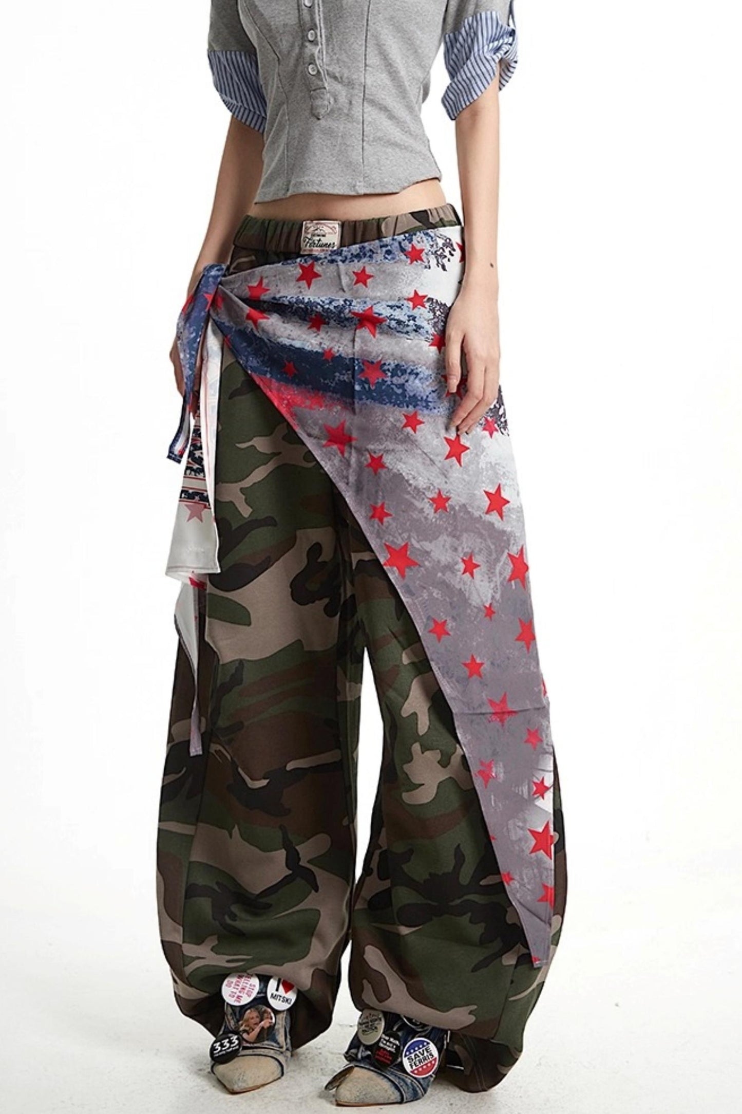 Camouflage Wide-Leg Pants
