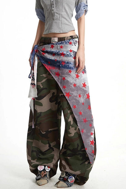 Camouflage Wide-Leg Pants