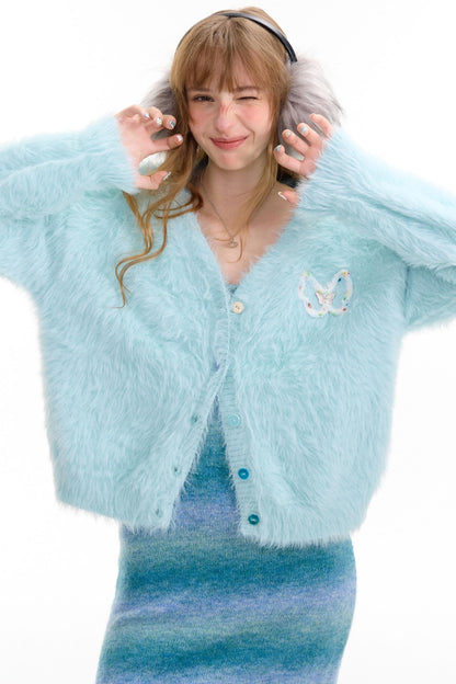 Lazy Butterfly Plush Cardigan