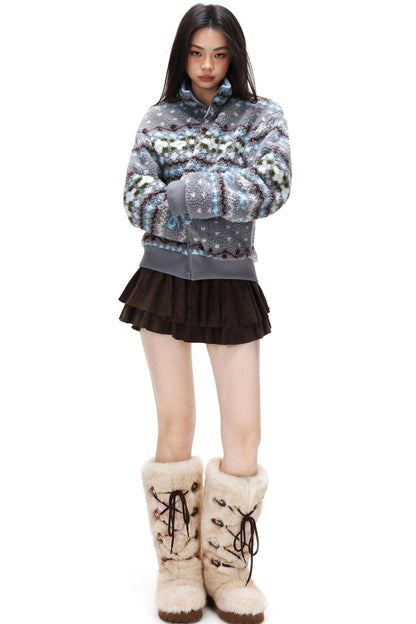 Suede Ruffled A-Line Skirt