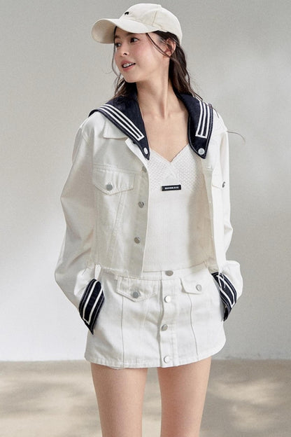 Textured White V-Neck Knitted Suspender Top