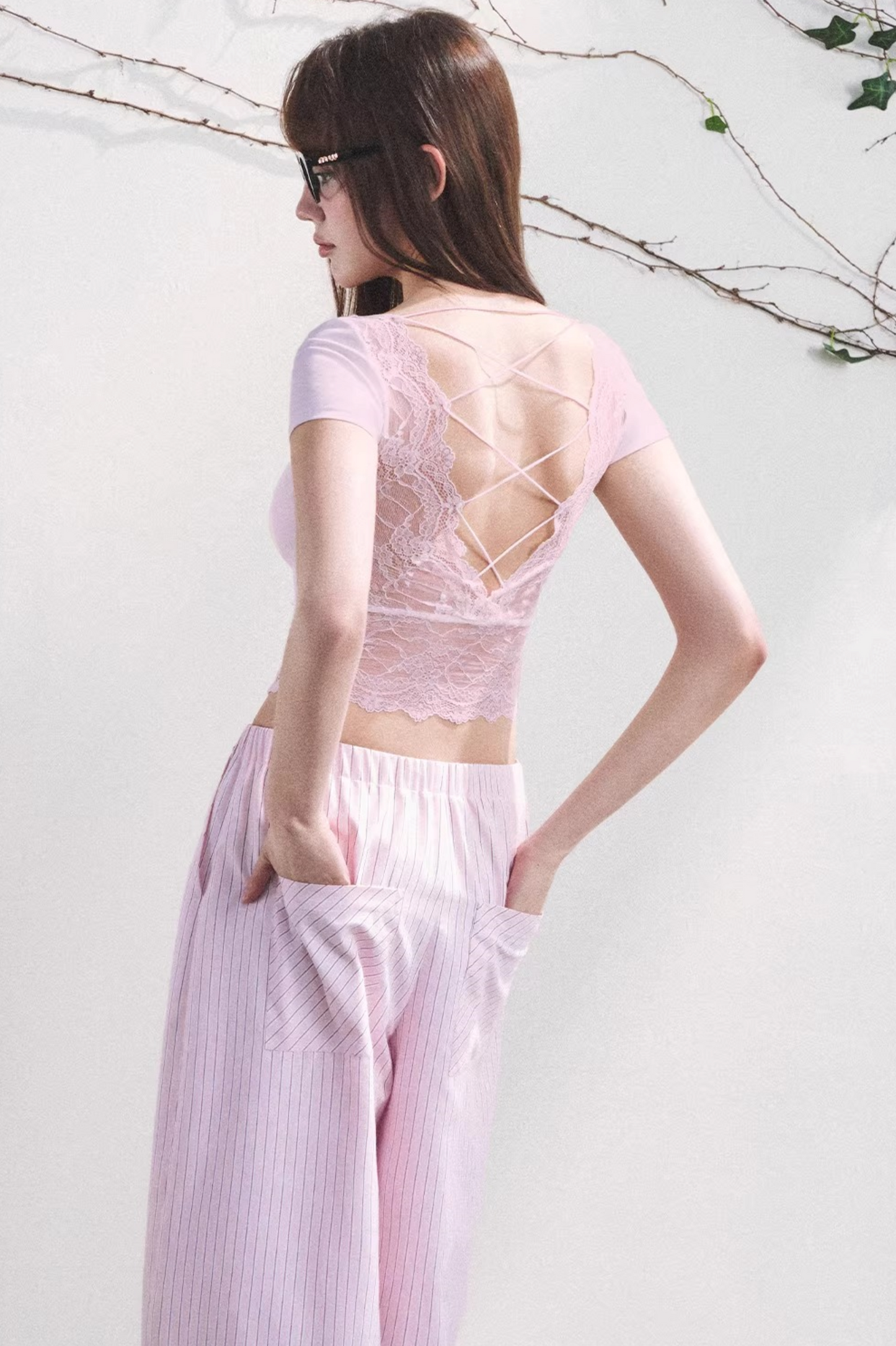 Dewdrop Lace Backless Top