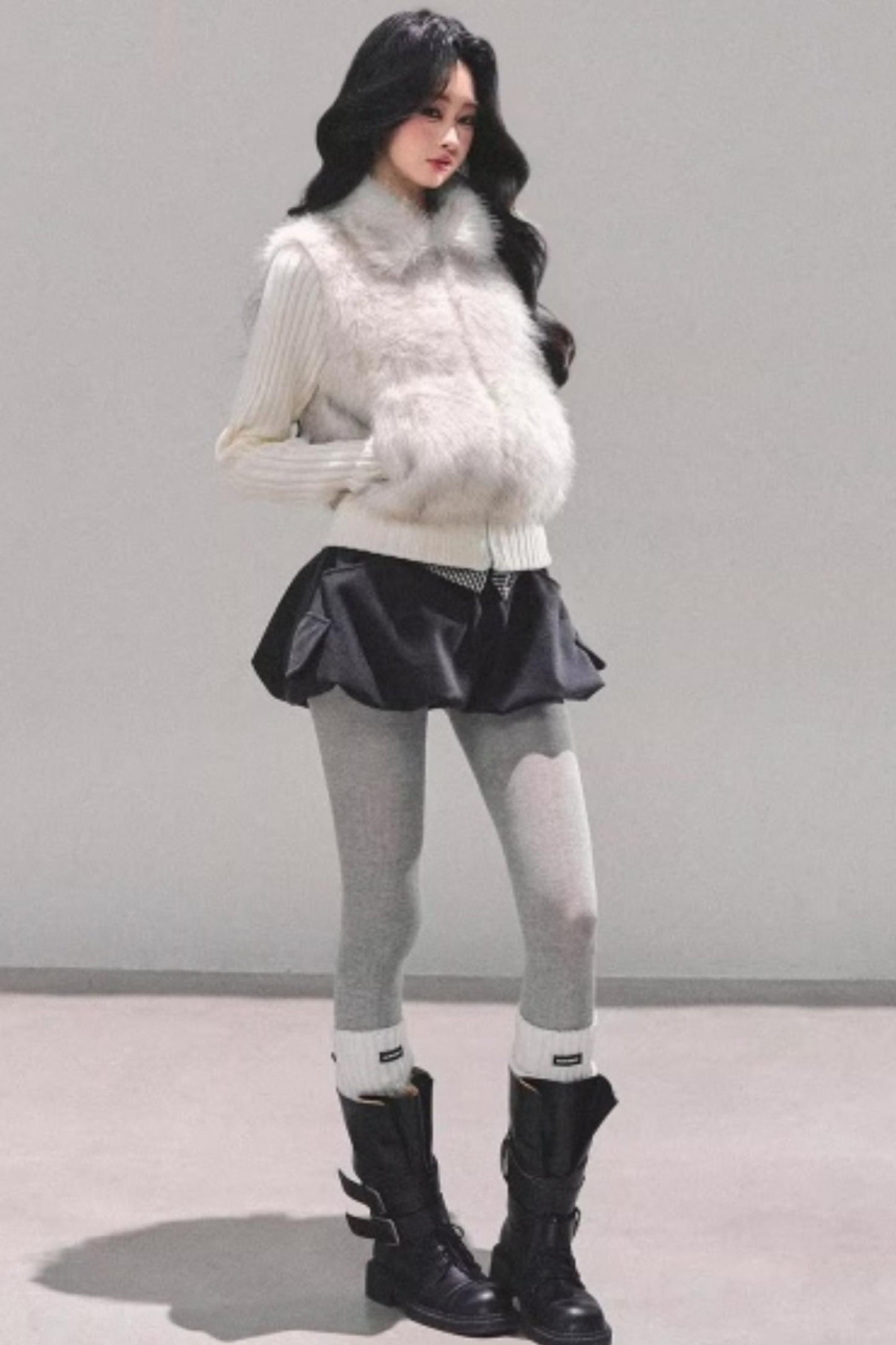 Faux Fur Leopard Knit Jacket