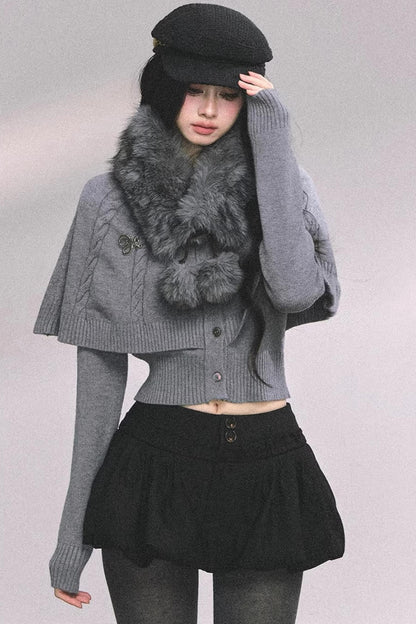 Cable Knit Cape Sweater