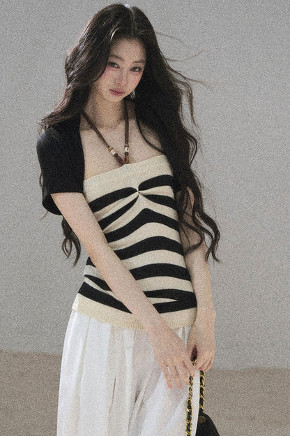 Flowing Twilight Striped Top Set