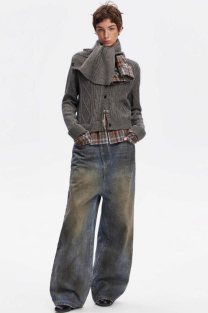 Wool Twist Cardigan Sweater Set-Up