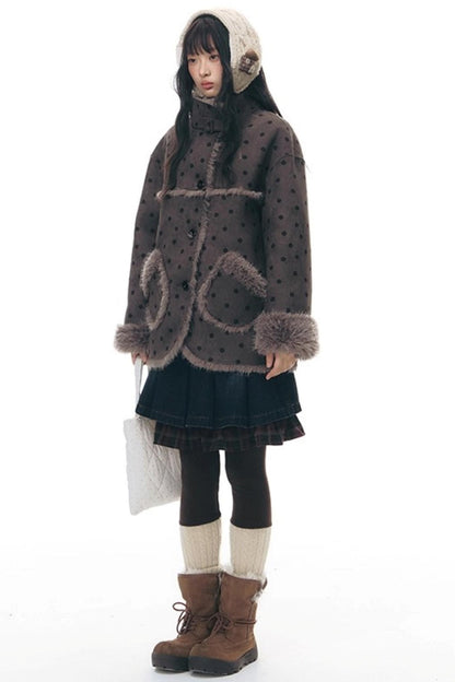 Reversible Polka Dot Fur Coat